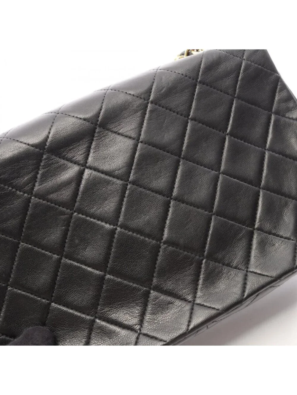 Chanel Shoulder Bag Full Flap Black Lambskin Quilted Chain
